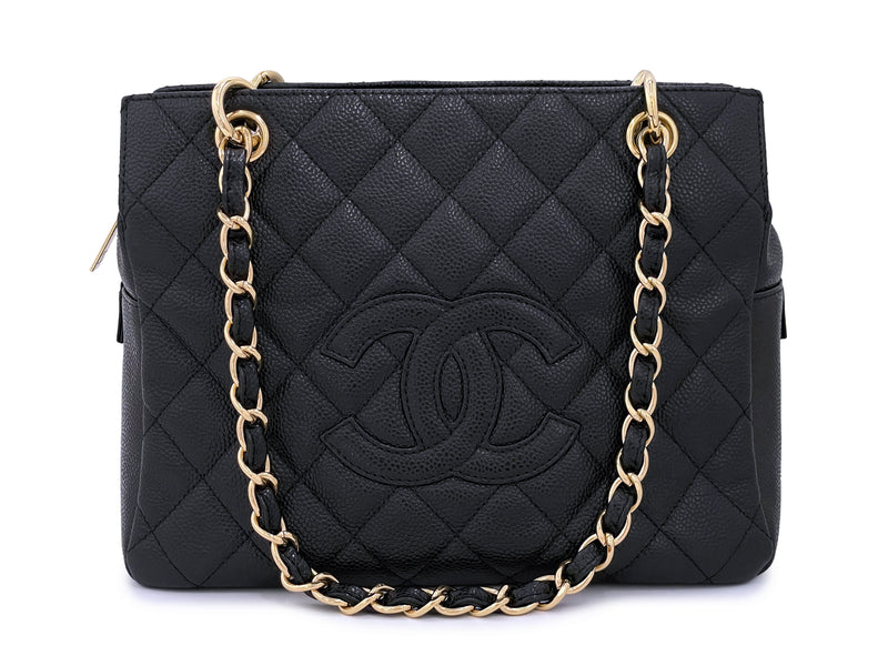 Chanel 2002 Vintage Black Caviar Petite Timeless Shopper Tote PTT Bag ...