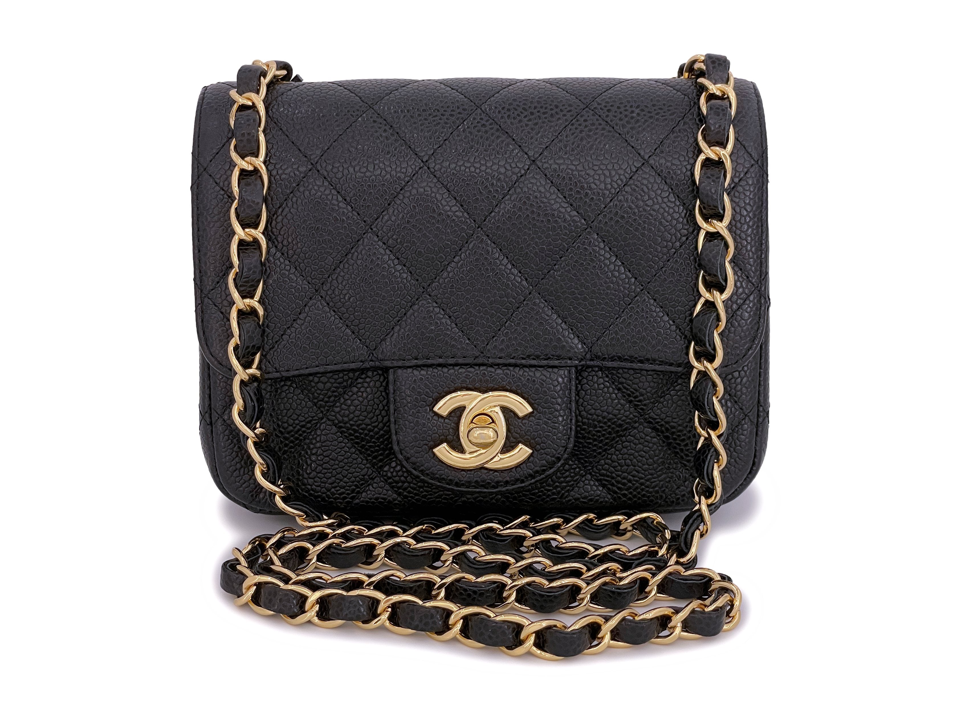 Small Flap Bag in Black Caviar with GHW