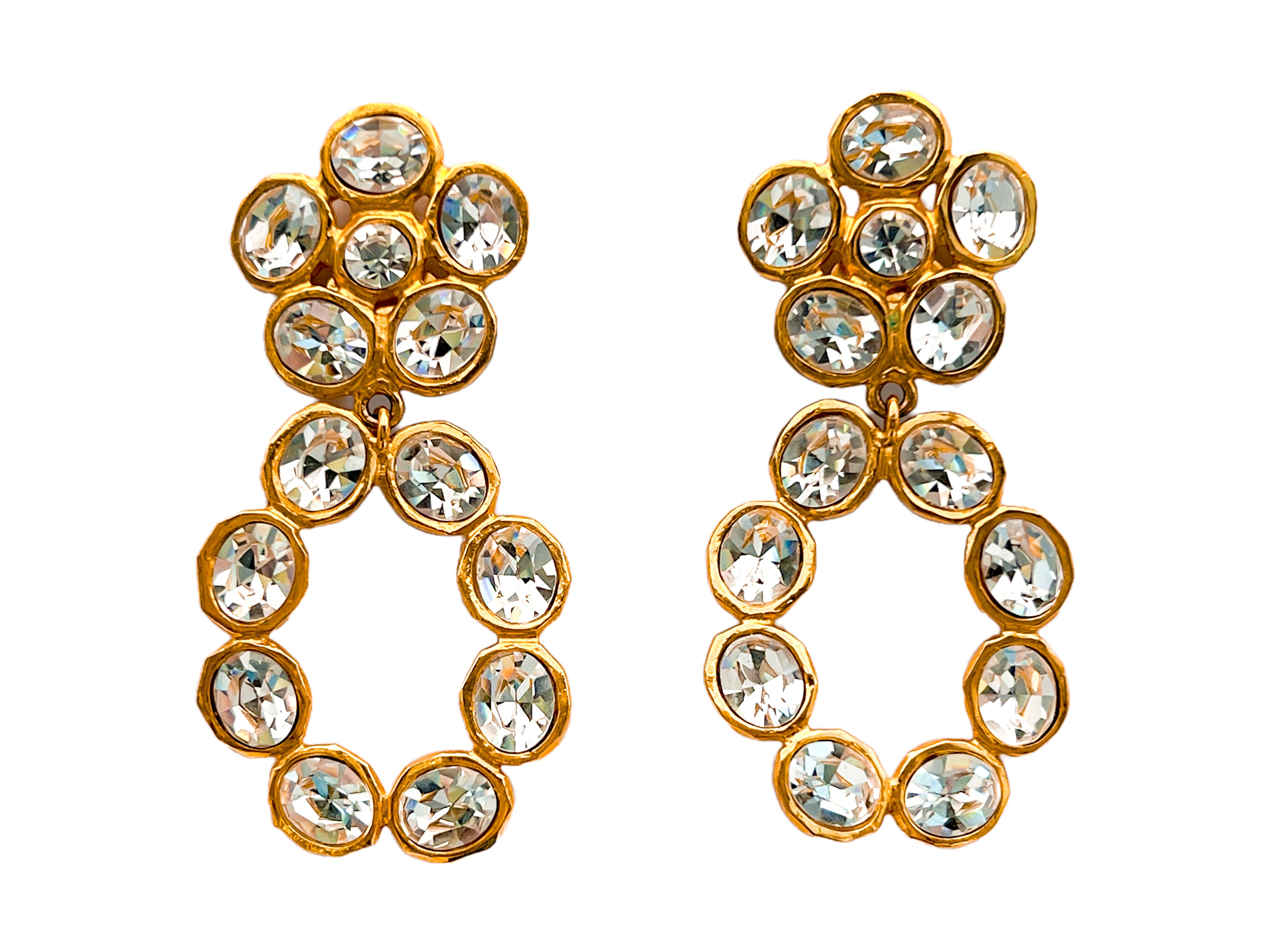 Rare Chanel Vintage Collection 29 Crystal Flower Hoop Drop Earrings ...