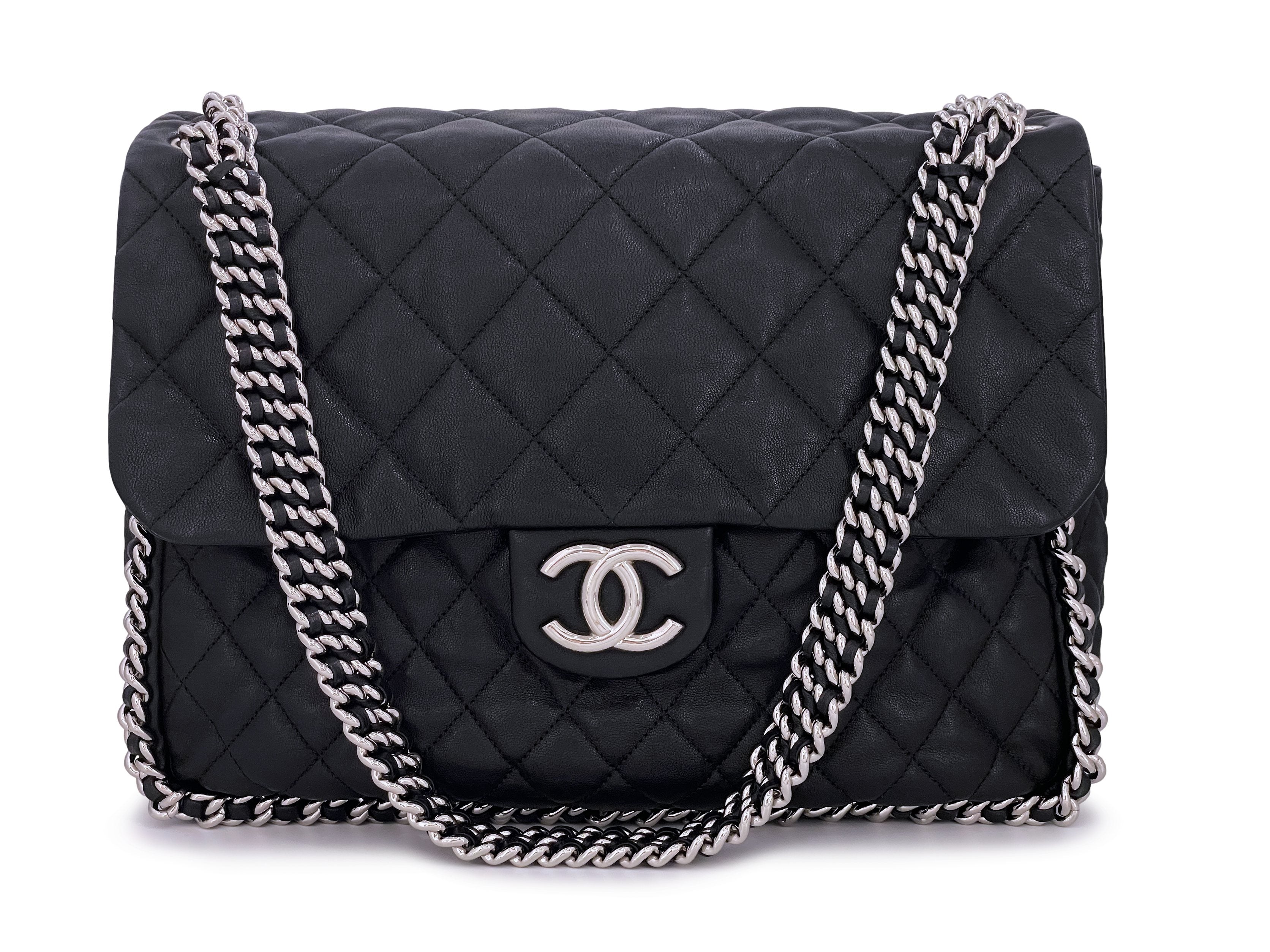 Pristine Chanel Black Aged Calfskin Chain Around Maxi Flap Bag SHW – Boutique  Patina