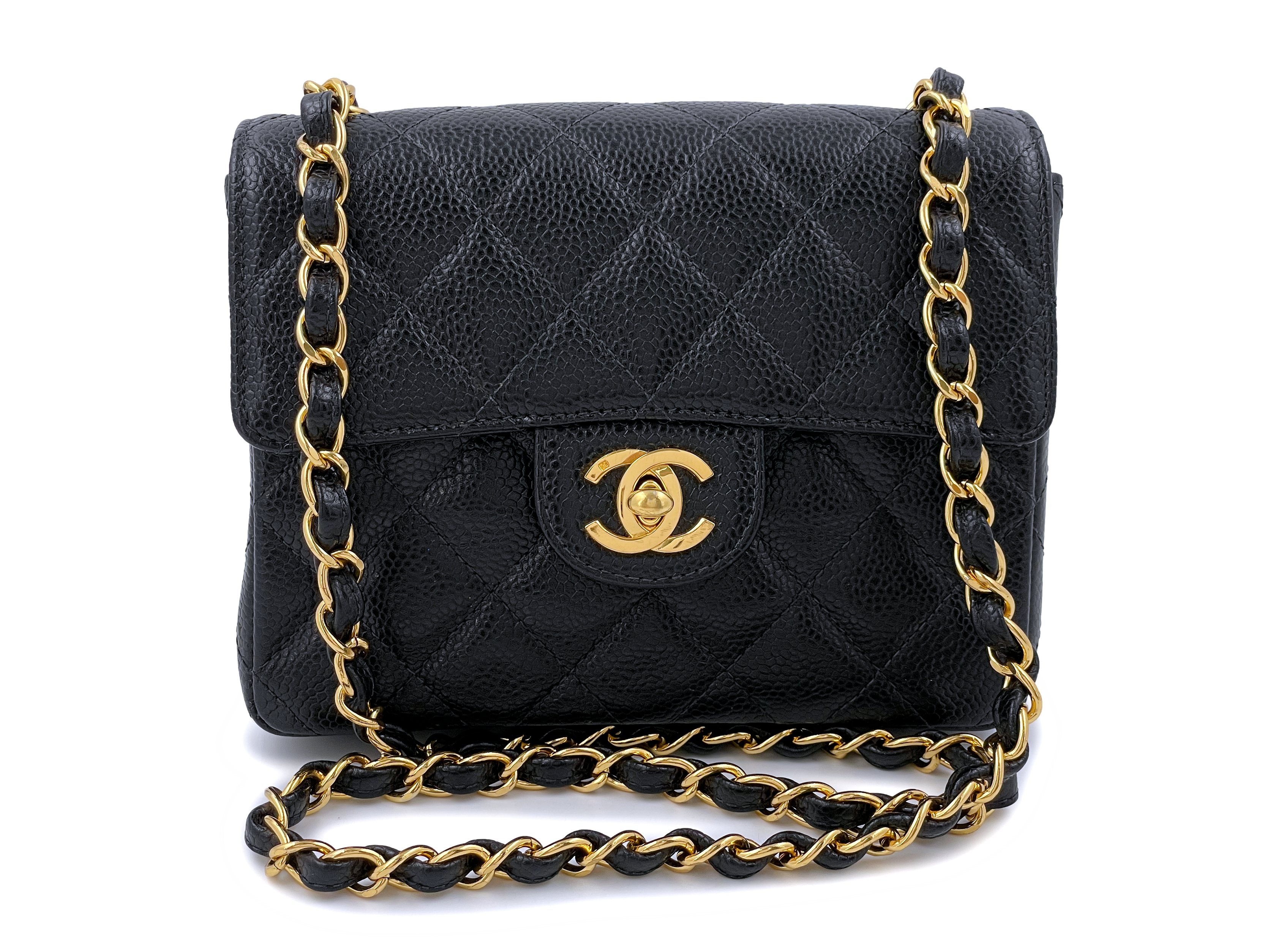 Chanel Vintage Style Caviar Leather Pure Mini Classic Flap Square Beig –  RELUXE1ST