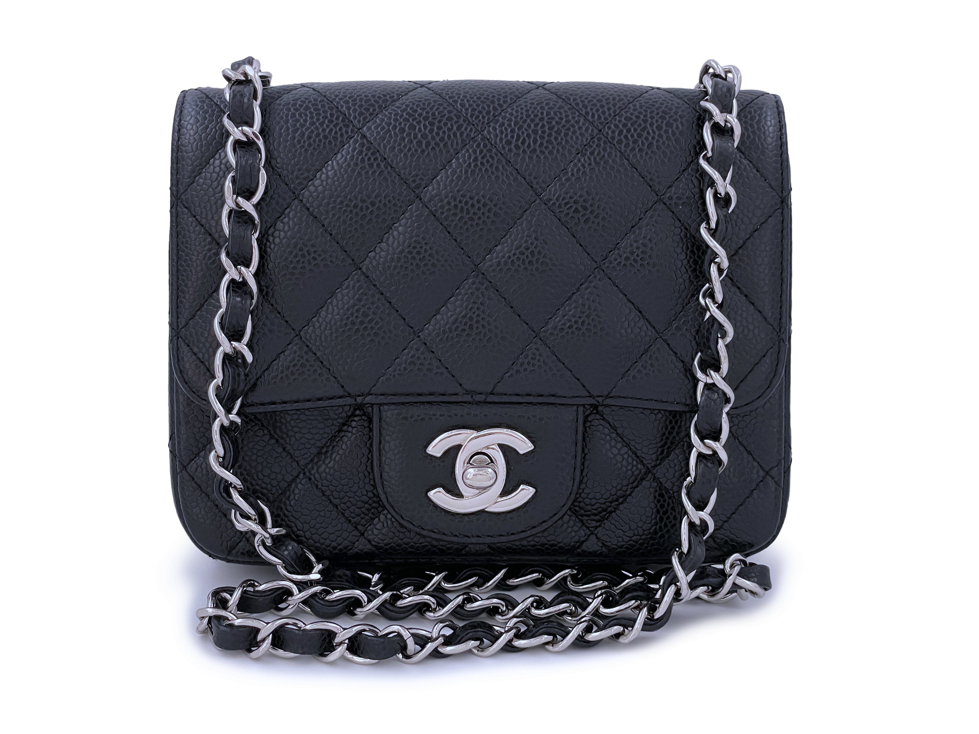 Chanel Black Caviar Square Quilted Classic Flap Bag – Boutique Patina