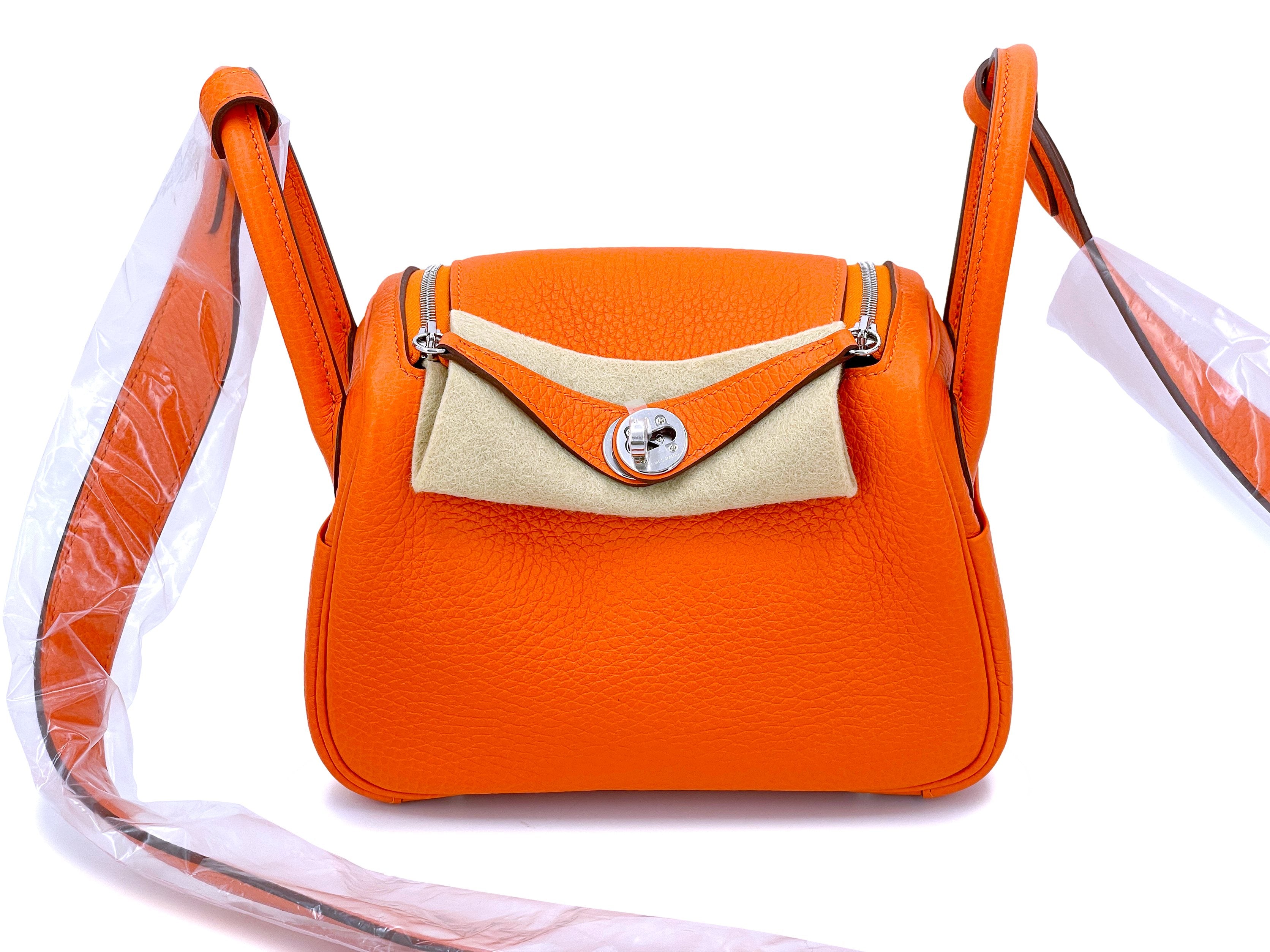 Hermes Orange Feu Canvas Bolide Mini Travel Case Hermes