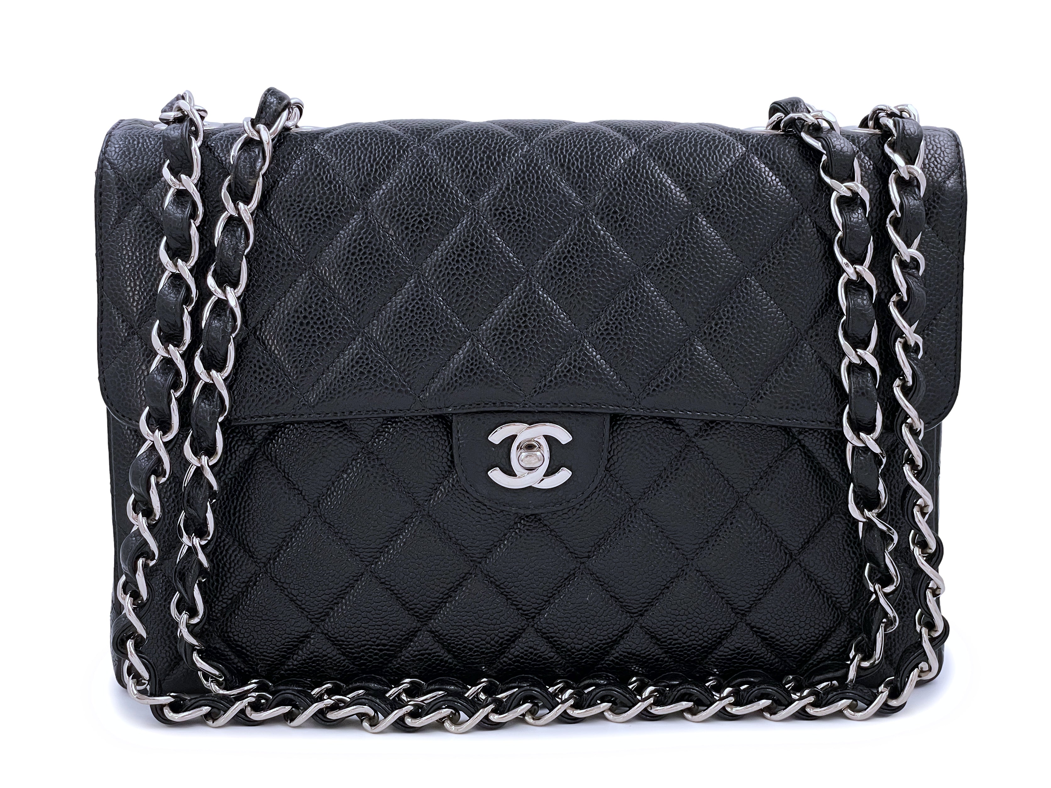 Chanel 2002 Vintage Black Caviar Jumbo Flap Bag SHW – Boutique Patina