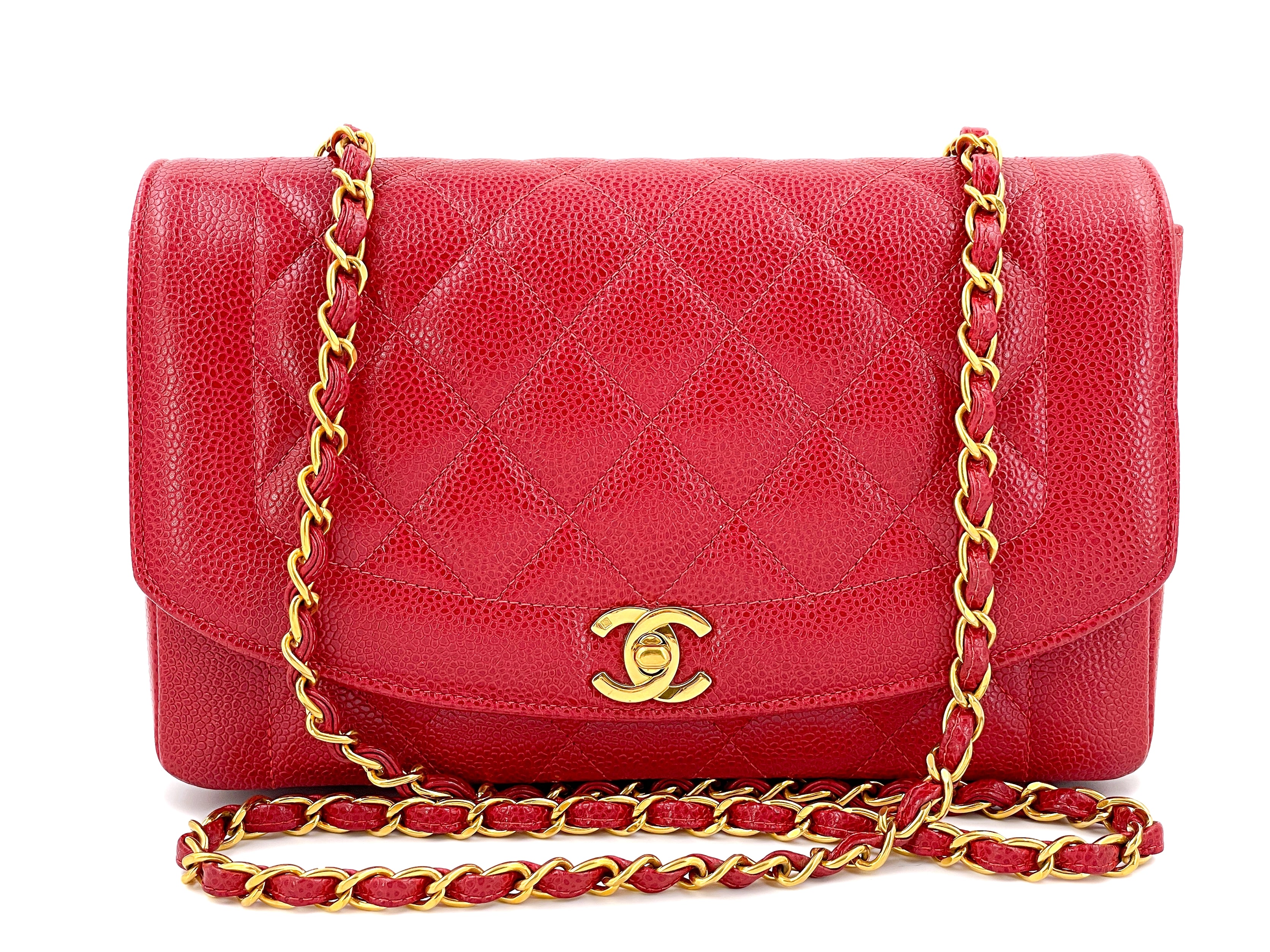 Pristine Chanel 1994 Vintage Red Caviar Medium Diana Flap Bag 24k GHW –  Boutique Patina