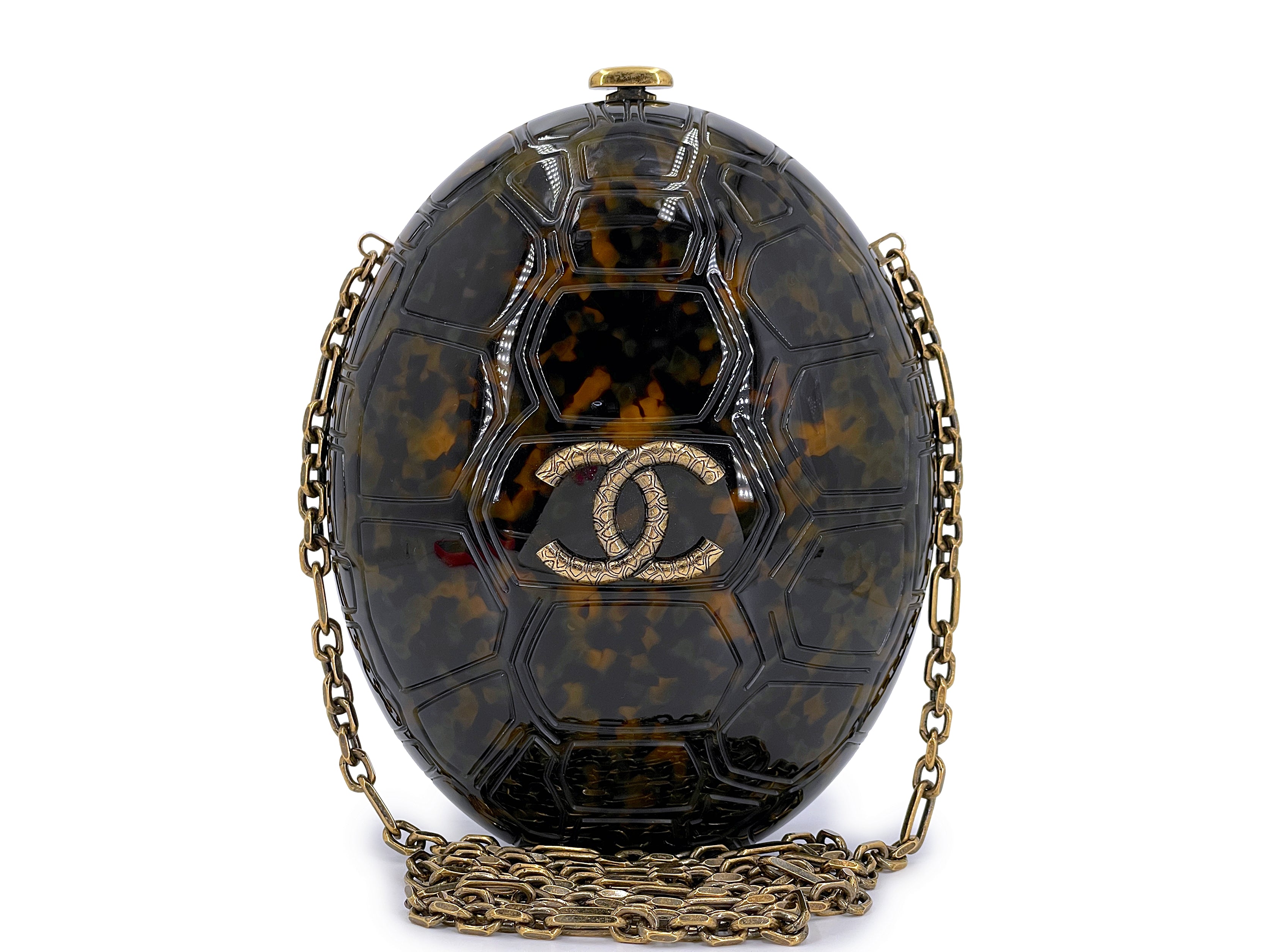 image of Chanel Tortoise Minaudière Bag 2016 Paris Seoul Brown Plexiglass Evening Clutch MSH