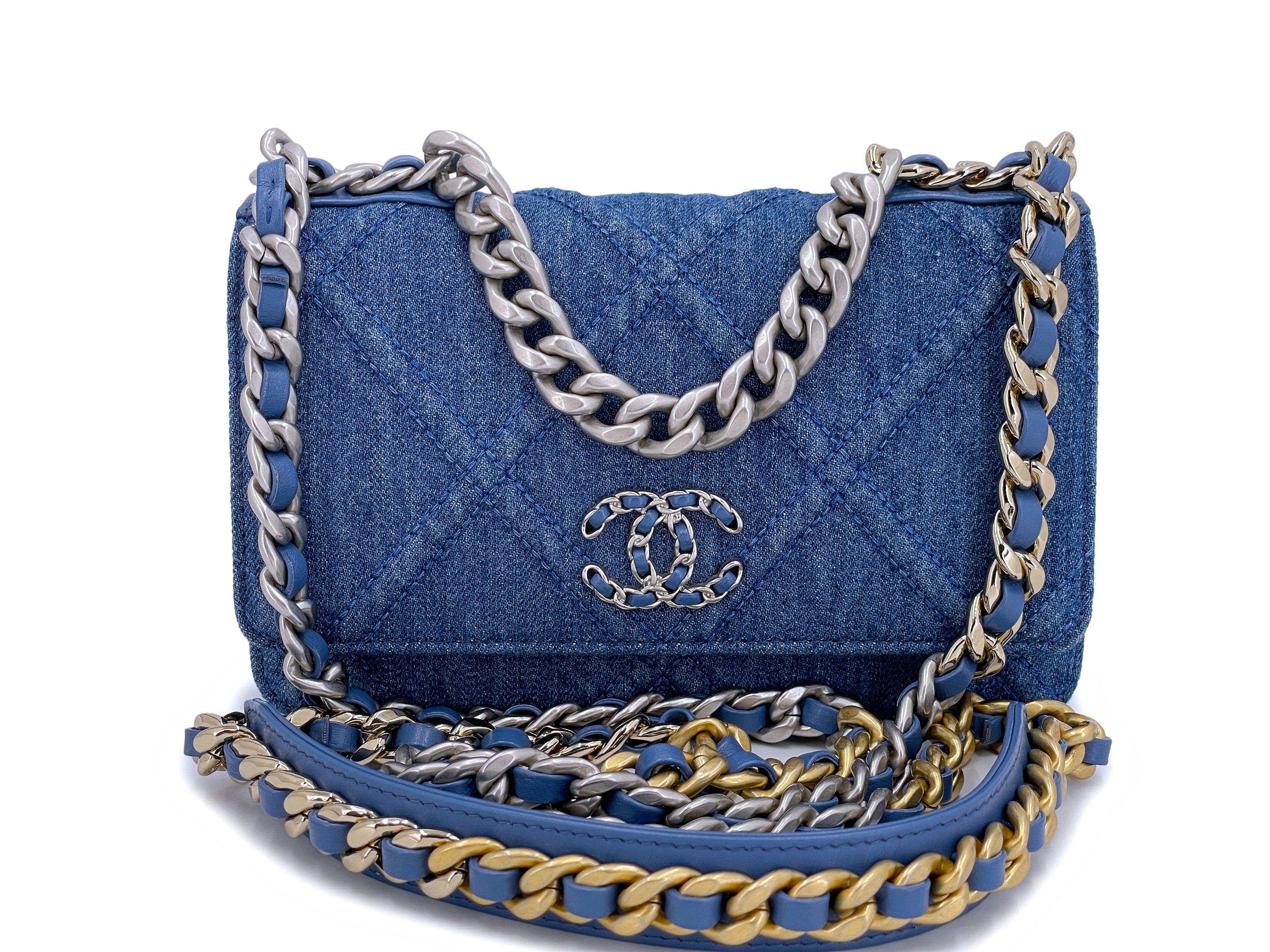 Chanel 19 Denim Wallet on Chain WOC Flap Shoulder Bag – Boutique