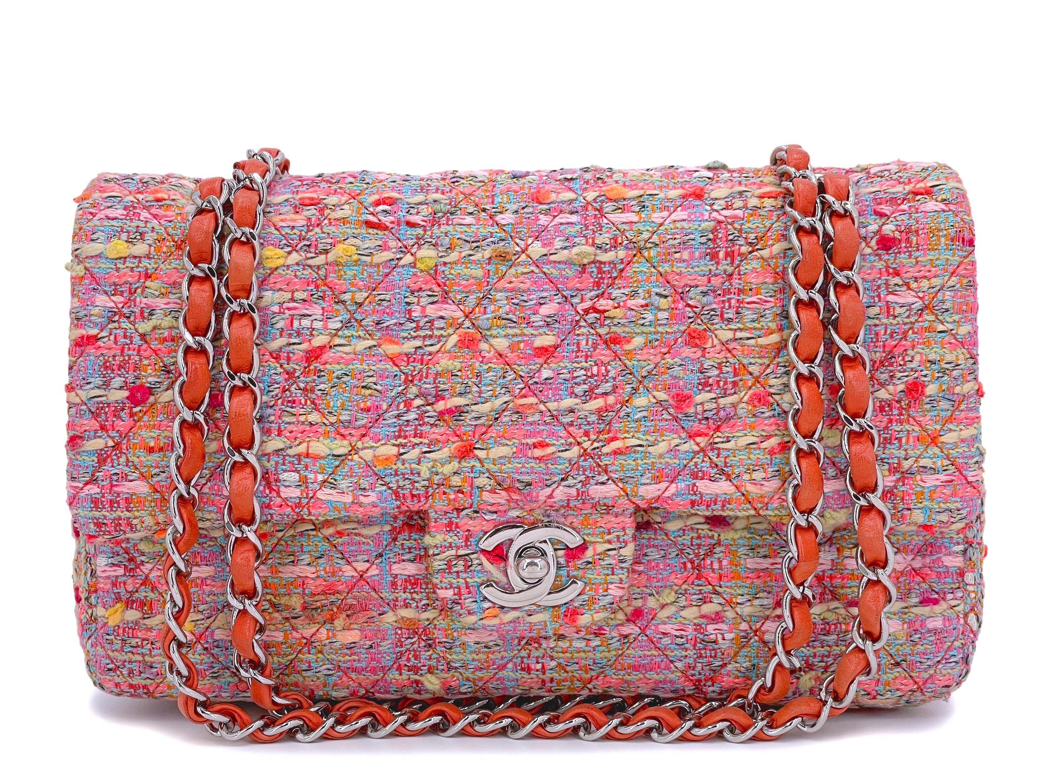 Chanel 2011 Fruity Pebbles Pink Tweed Medium Classic Double Flap