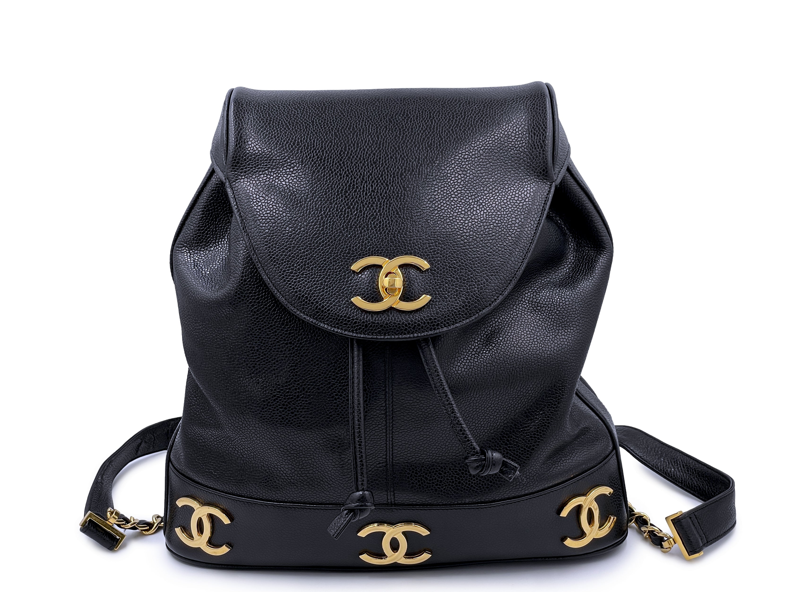 Chanel 1994 Vintage Black Caviar Classic Gold CC Backpack Bag 24k GHW – Boutique  Patina