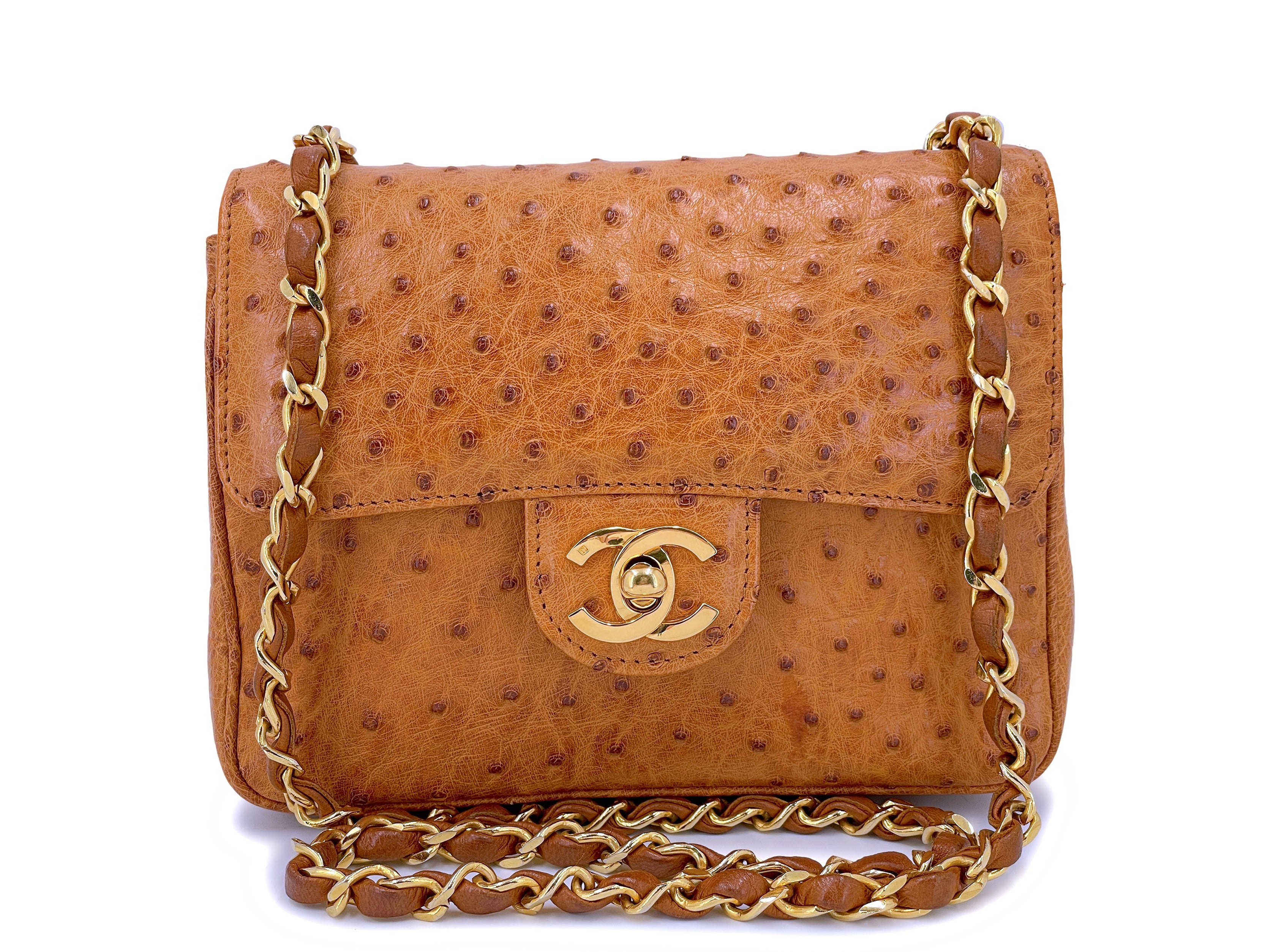 Chanel Vintage Gold Lambskin Classic Square Mini Flap Bag 24k GHW