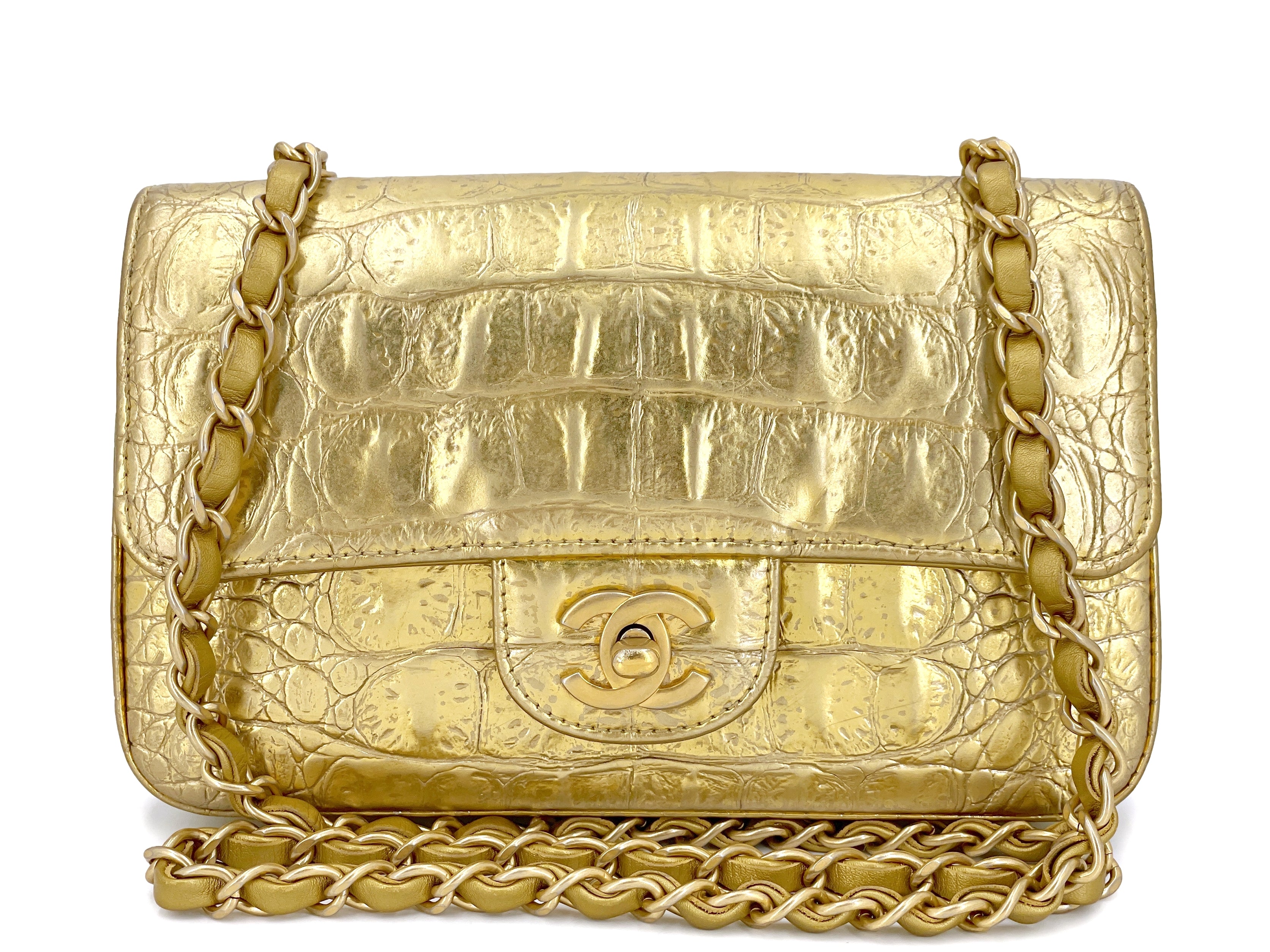 Chanel 19A Egyptian Gold Crocodile Print Rectangular Mini Flap Bag GHW –  Boutique Patina