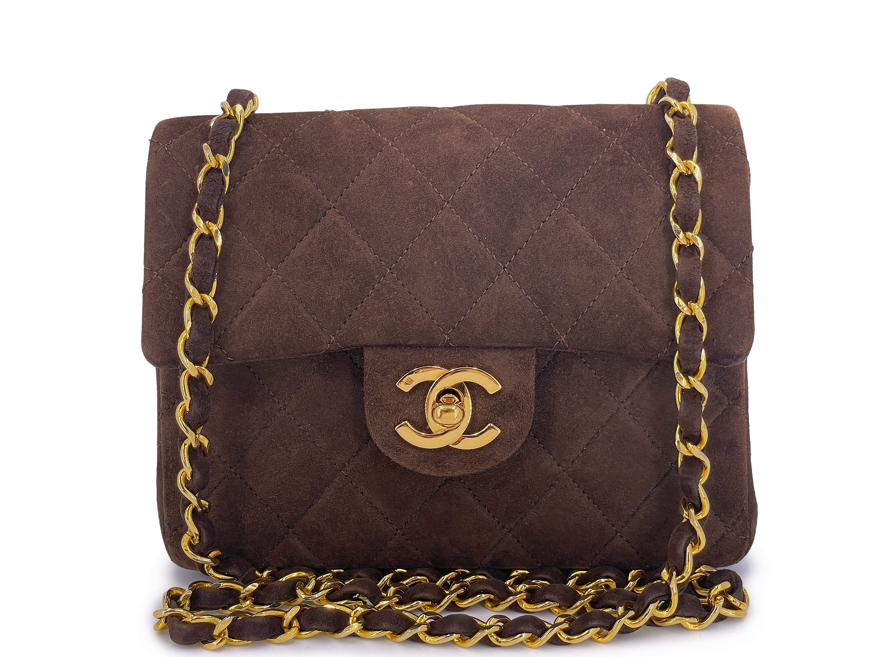 Chanel 1989 Vintage Chocolate Brown Suede Square Mini Flap Bag 24k GHW – Boutique  Patina