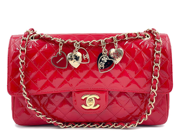 Red Chanel Caviar CC Lunch Box Vanity Case Bag