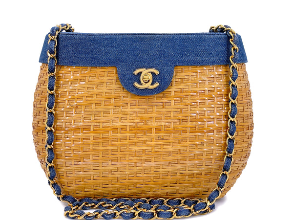 Chanel Vintage Wicker Mini Picnic Basket Rattan Bag w Chain – Boutique  Patina