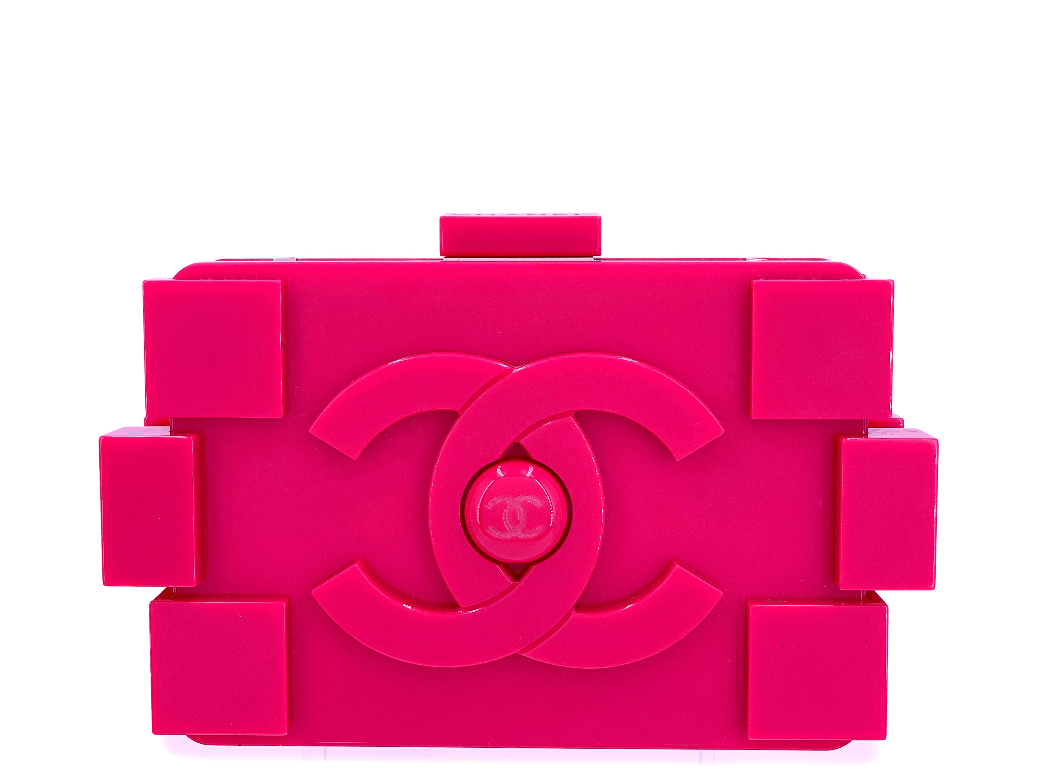 image of Chanel Pink Lego Minaudière Clutch Shoulder Bag 2014 Brick Plexiglass RHW VW2