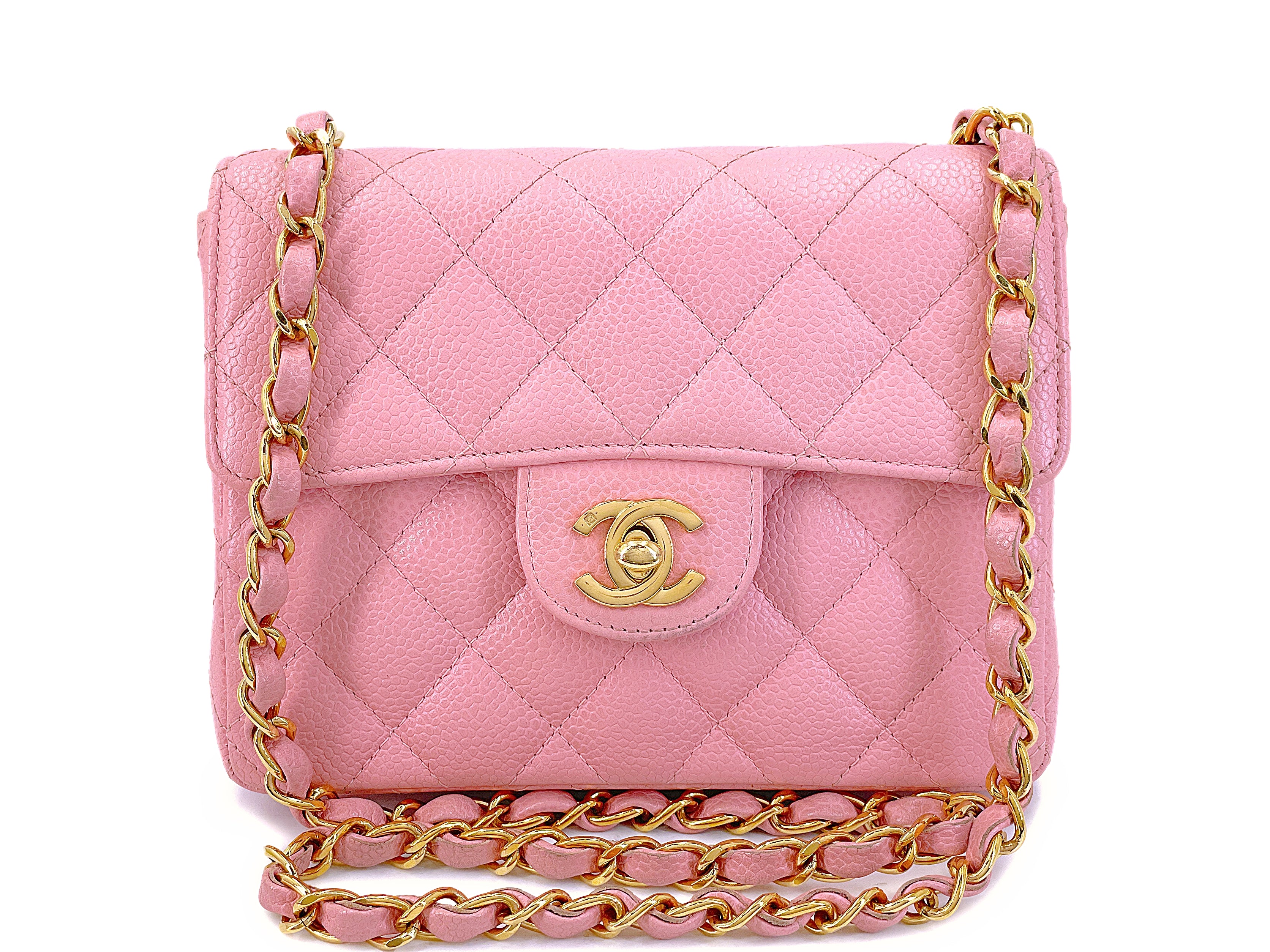 image of Chanel 2004 Vintage Sakura Pink Square Mini Flap Bag 24k GHW RJA