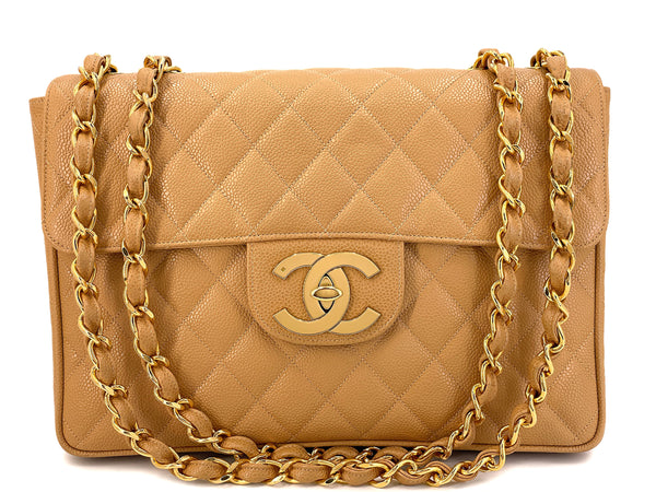 Chanel 1994 Vintage Light Beige Caviar Jumbo Classic Flap Bag 24k GHW –  Boutique Patina