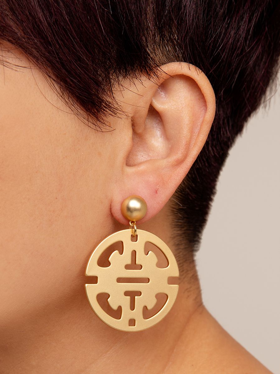 Zenzii Traveling Pendant Drop Earring - Matte Gold