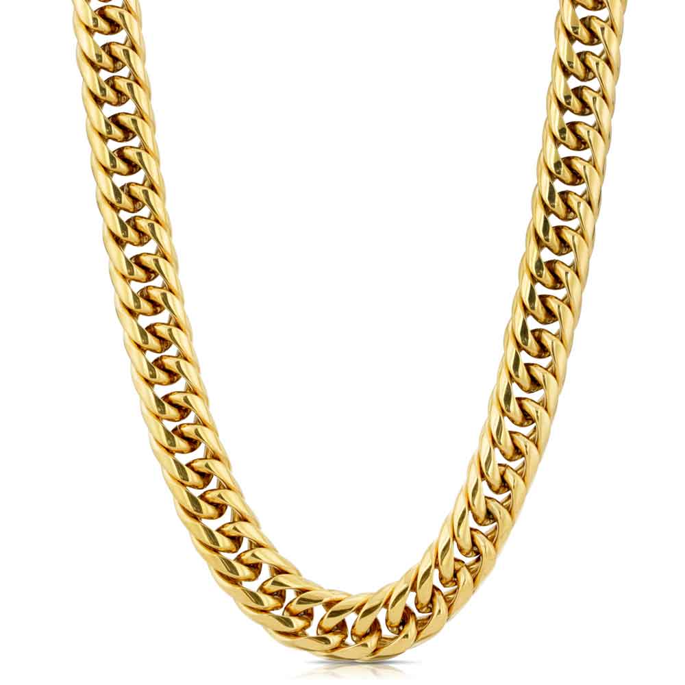 Gold Cuban Link Chain Curved (12mm 