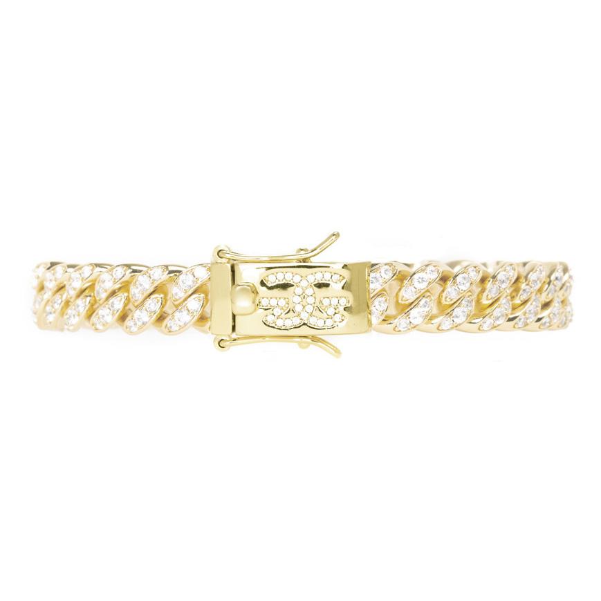 Diamond Cuban Bracelet Straight Edge (15mm) | The Gold Gods 18K White Gold Plated / 7.5 / 15mm