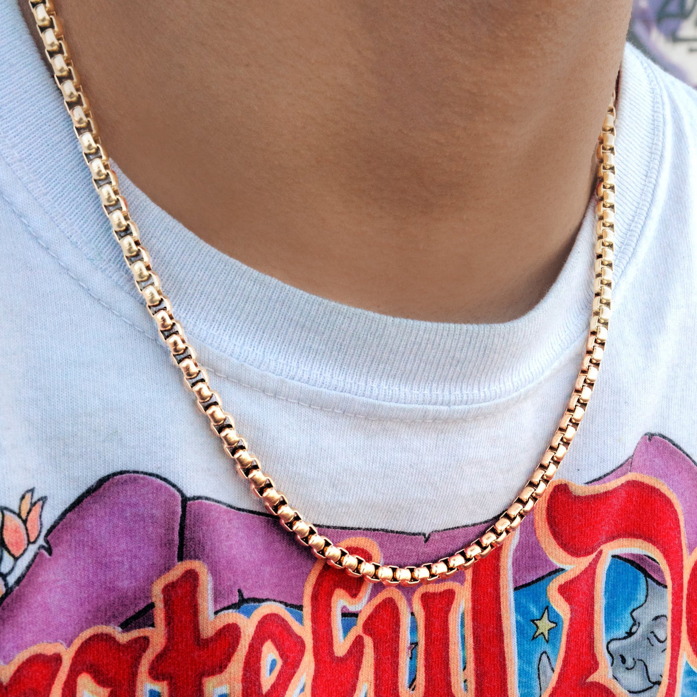 gold box link chain necklace