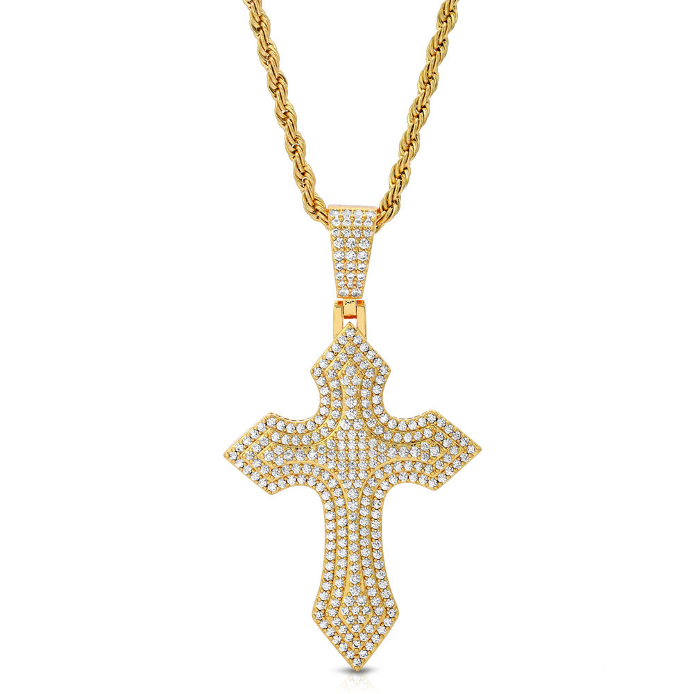 Diamond Royal Cross & Mens Tennis Chain | The Gold Gods