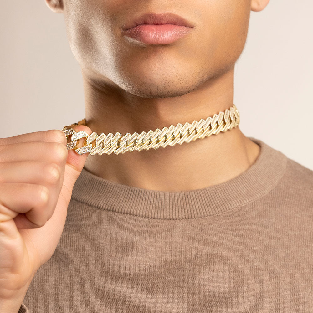 14mm Enamel cuban link necklace chain – Bijouterie Gonin