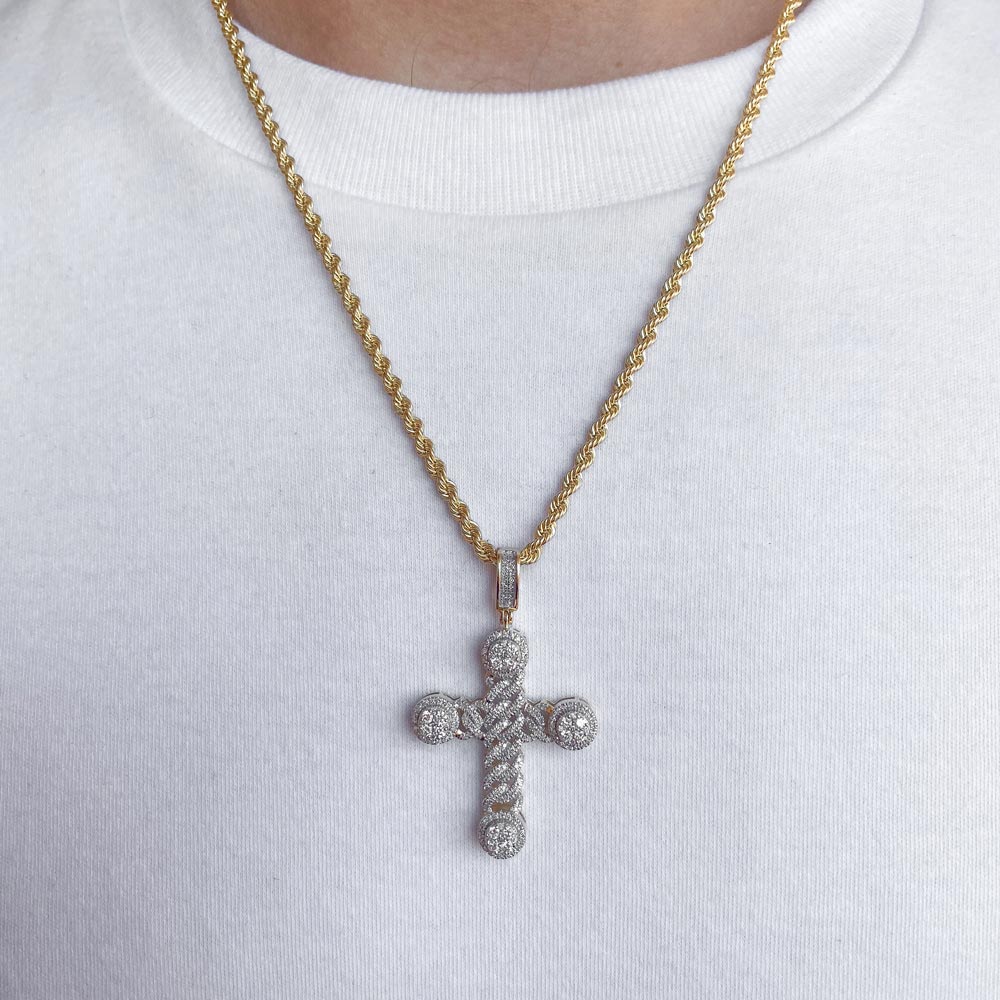 14k Solid Gold Diamond Cuban Cross Pendant (1 CTW) Lifetime Warranty ...