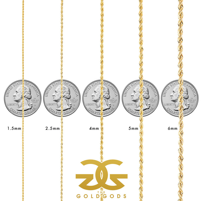 Solid Gold Rope Chain (Hollow Link) Gold Gods® The Gold Gods®