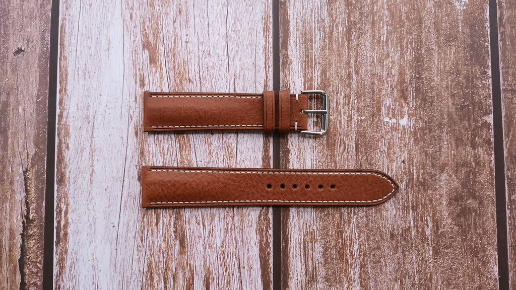 Minerva Box Leather Watch Strap - Brown