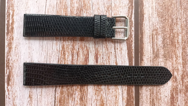 Lizard Leather Watch Strap - Black