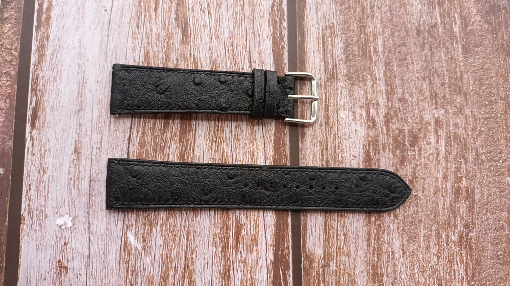Ostrich Leather Watch Strap - Black
