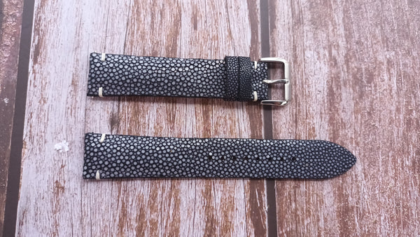 Stingray Leather Watch Strap - Black