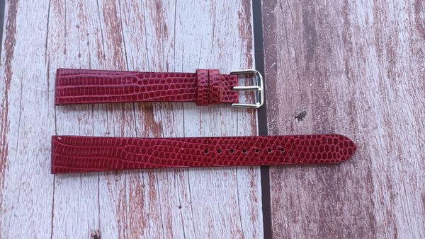 Lizard Leather Watch Strap - Red