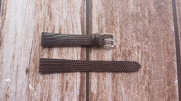 Lizard Leather Watch Strap - Dark Brown