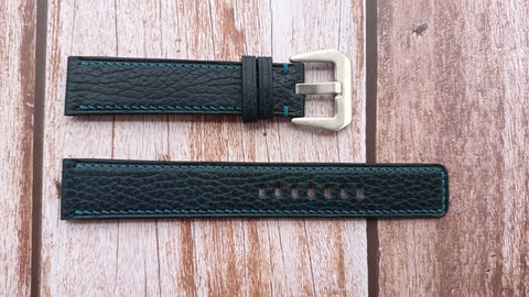 Dollaro Leather Watch Strap - Navy