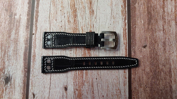 Pilot / Aviator Watch Strap - Black Crocodile