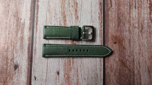 Babele Linen Leather Watch Strap - Verde