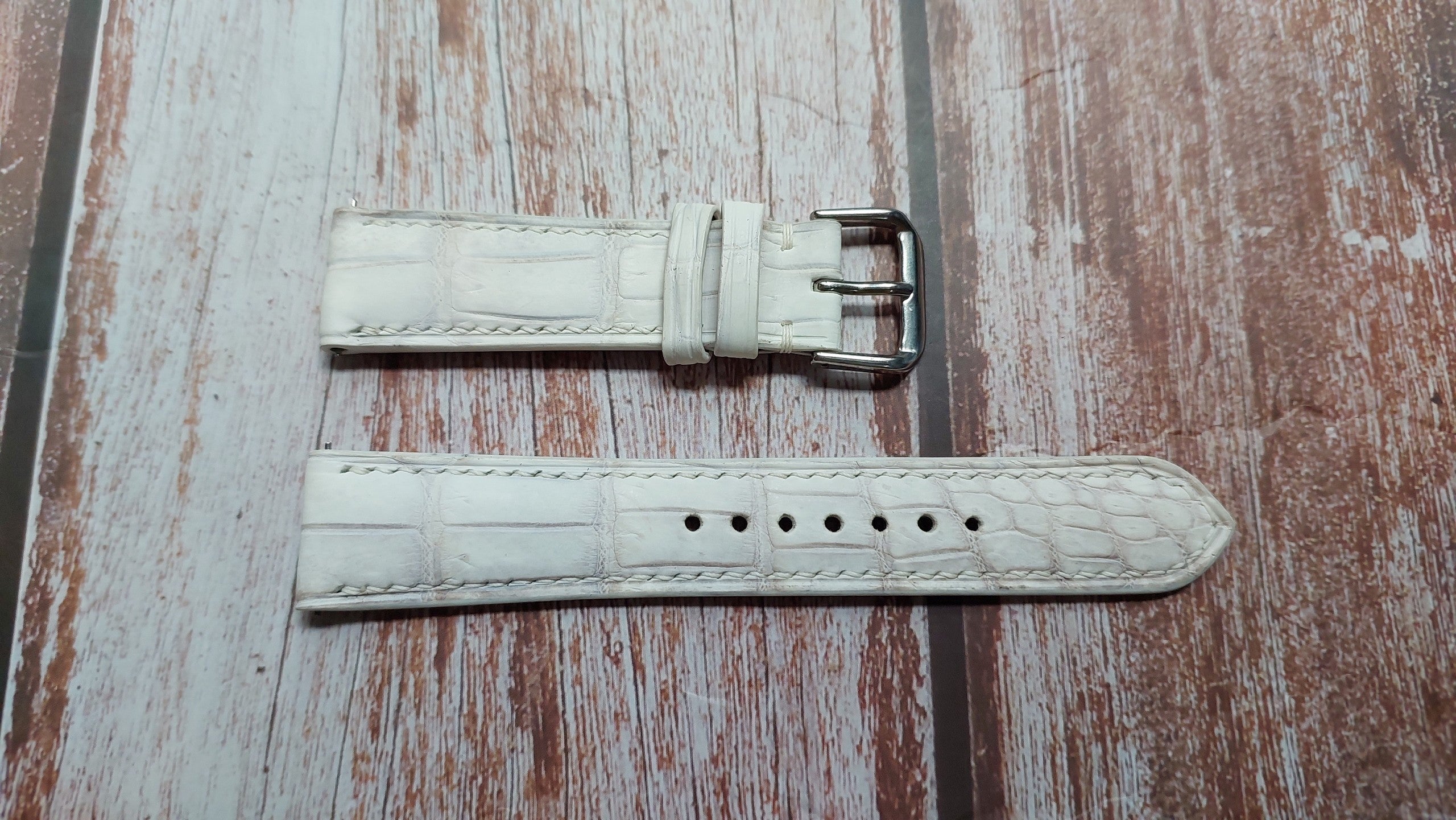 Crocodile Leather Watch Strap - Sand White