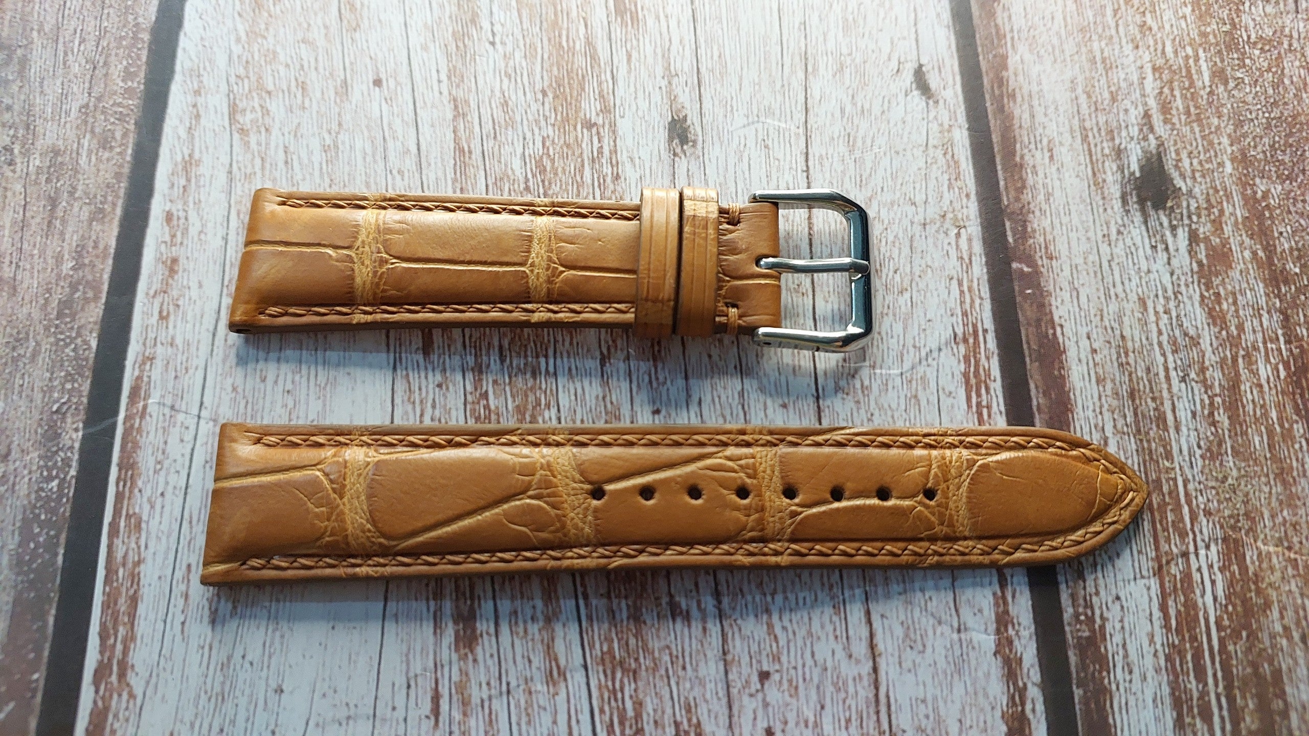 Crocodile Leather Watch Strap - Light Brown