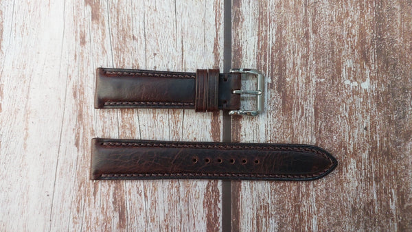Badalassi Wax Leather Watch Strap - Dark Brown