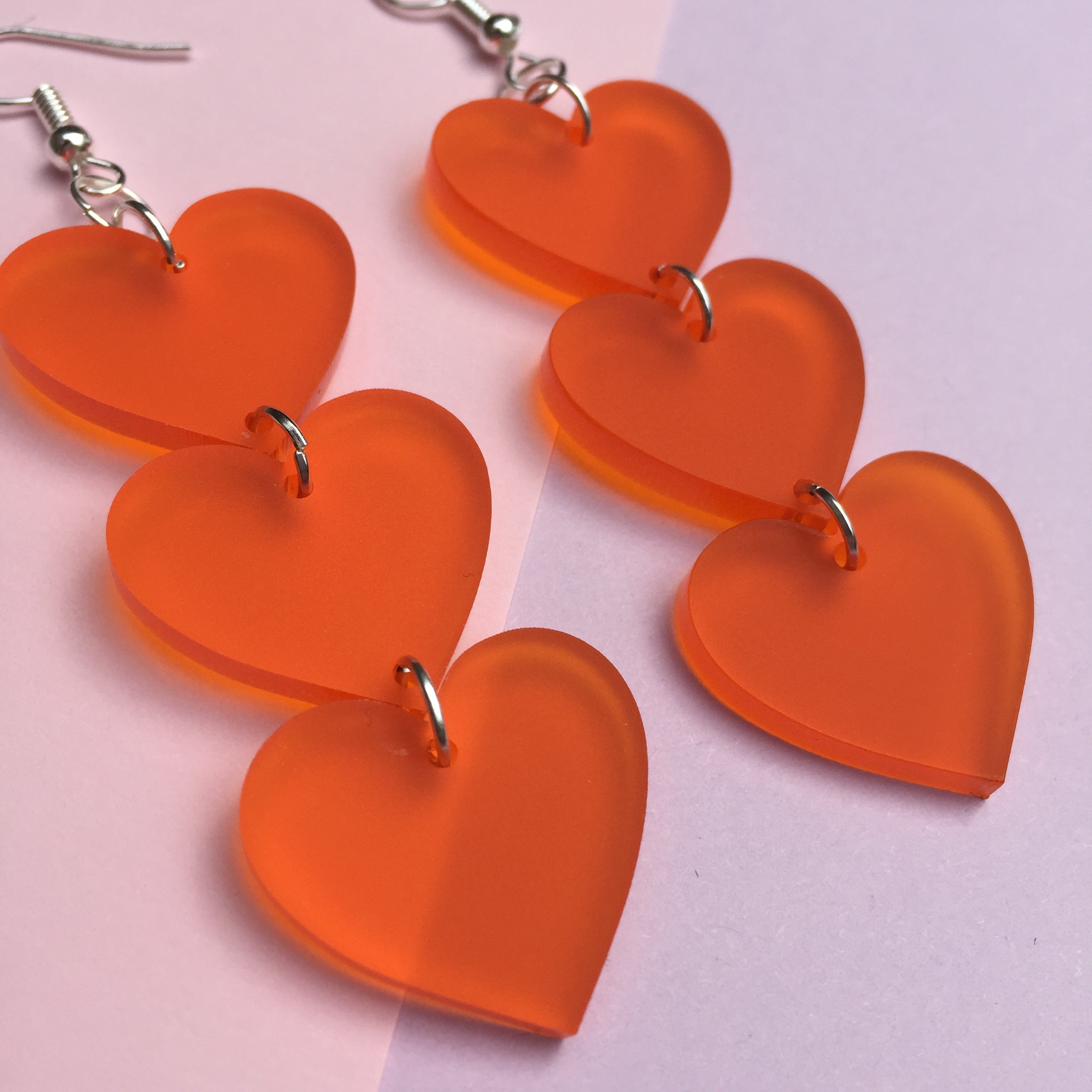 Three Tier Heart Hooks - Frosted Orange