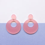 Load image into Gallery viewer, Mod Inspired Stud Hoop Earrings - Frosted Pink
