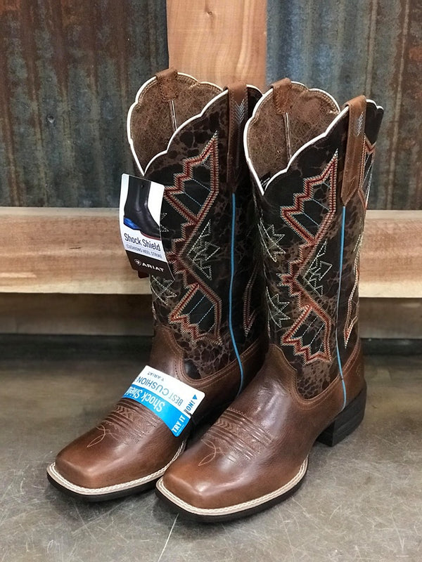 Ariat Women's Round Up Brown/Turquoise Square Toe Boots – Western Edge, Ltd.