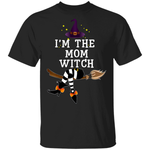 Im The Mom Witch Broom Hat Halloween T-Shirt - Macnystore