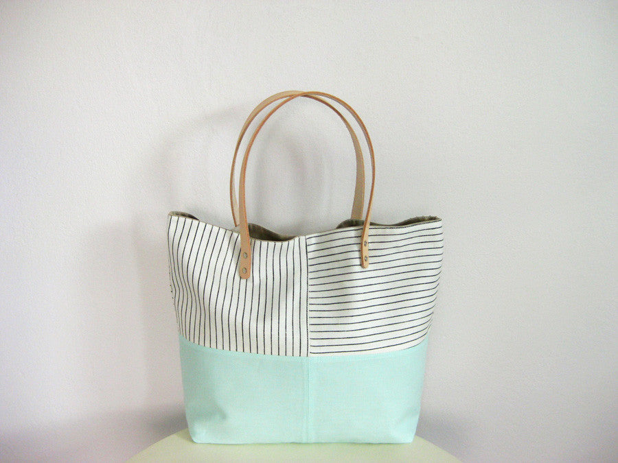 mint green tote bag