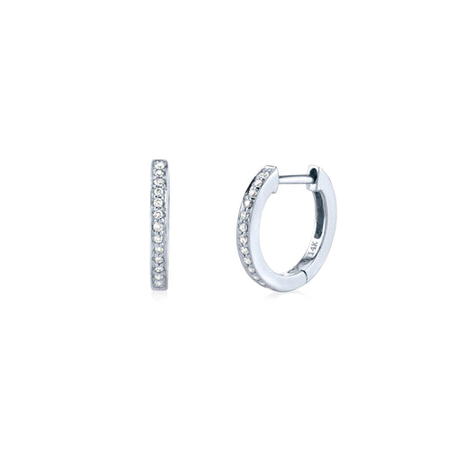 Men's Women's White Gold Plated 925 Sterling Silver One Row Hoops Round  Brilliant 5A Cz Huggie Hoop Earrings - Walmart.com