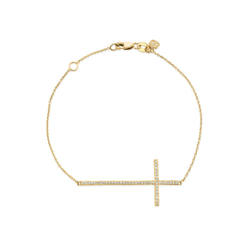 Say It With Diamonds Cross Ball Bracelet - Sterling Silver (RG plated) |  very.co.uk