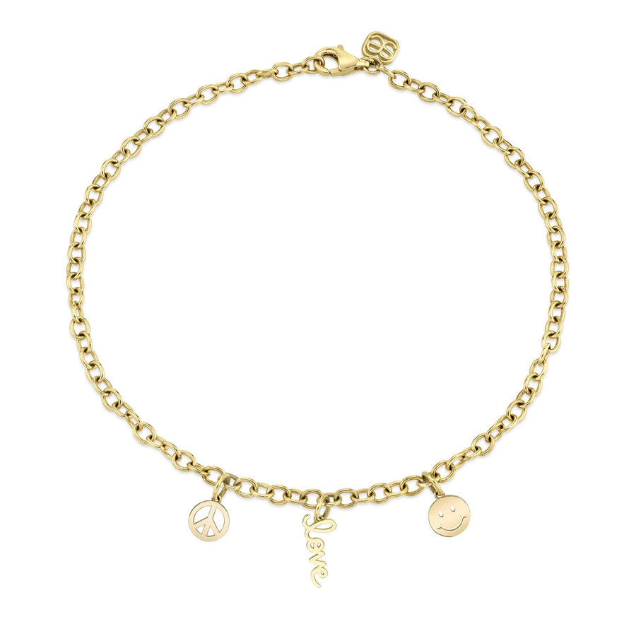 Pure Gold Peace, Love & Happiness Anklet – Sydney Evan