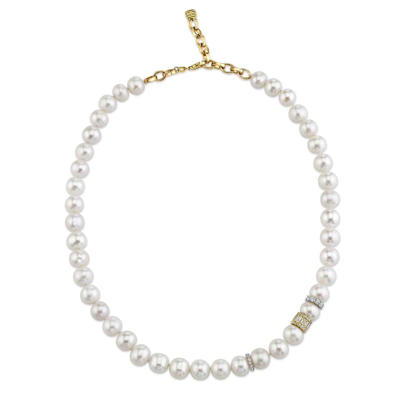Gold & Diamond Multi Rondelle Pearl Necklace – Sydney Evan